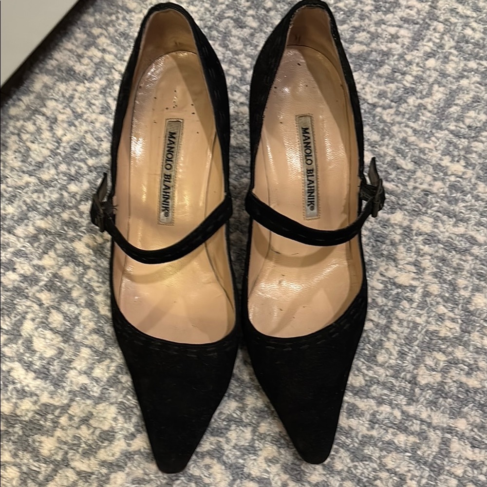 Manolo Blahnik Mary Jane Black Heels.